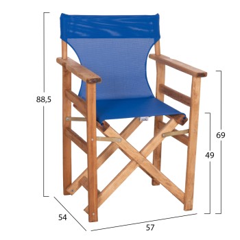 DIRECTOR'S CHAIR LIMNOS FK10543.01 BEECH WOOD IN NATURAL & BLUE TEXTILENE 57x54x88.5Hcm. DIRECTOR'S CHAIR LIMNOS FK10543.01 BEECH WOOD IN NATURAL & BLUE TEXTILENE 57x54x88.5Hcm.