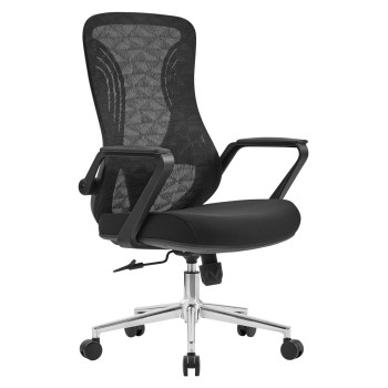 OFFICE CHAIR DECIFER FK1212.01 BLACK MESH FABRIC--CHROMED BASE 61x60x110Hcm.