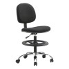 WORK STOOL WITH FOOTREST DROMEN FK1210.01 BLACK FABRIC - CHROMED BASE 48x60x130Hcm.