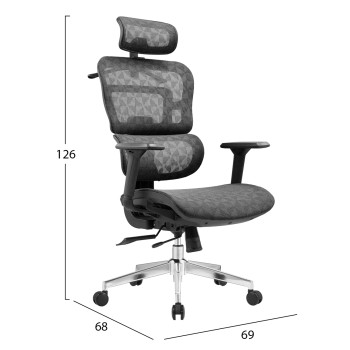 OFFICE CHAIR MODEN FK1215.01 BLACK MESH FABRIC--CHROMED BASE 68x69x126Hcm. OFFICE CHAIR MODEN FK1215.01 BLACK MESH FABRIC--CHROMED BASE 68x69x126Hcm.