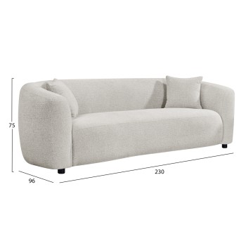 SOFA 3-SEATER NORD FK3321.02 LIGHT BEIGE FABRIC 230x96x75Hcm. SOFA 3-SEATER NORD FK3321.02 LIGHT BEIGE FABRIC 230x96x75Hcm.