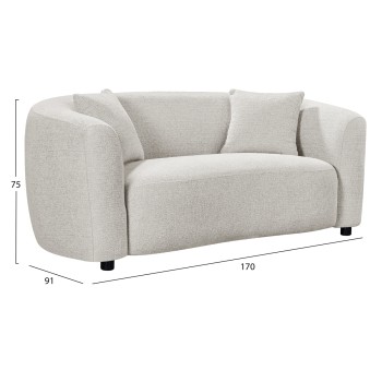 SOFA 2-SEATER NORD FK3322.02 LIGHT BEIGE FABRIC 170x91x75Hcm. SOFA 2-SEATER NORD FK3322.02 LIGHT BEIGE FABRIC 170x91x75Hcm.