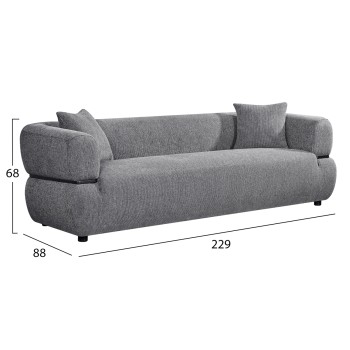 SOFA 3-SEATER ARCTIS FK3327.01 GREY FABRIC 229x88x88Hcm. SOFA 3-SEATER ARCTIS FK3327.01 GREY FABRIC 229x88x88Hcm.