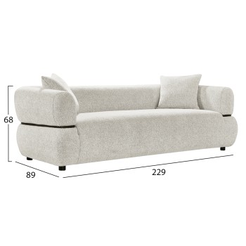 SOFA 3-SEATER ARCTIS FK3327.02 LIGHT BEIGE FABRIC 229x88x88Hcm. SOFA 3-SEATER ARCTIS FK3327.02 LIGHT BEIGE FABRIC 229x88x88Hcm.