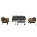 OUTDOOR LOUNGE SET 5PCS STERN FK6555.01 ALUMINUM & OLEFIN IN GREY--TWIST WICKER IN NATURAL OUTDOOR LOUNGE SET 5PCS STERN FK6555.01 ALUMINUM & OLEFIN IN GREY--TWIST WICKER IN NATURAL