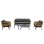 OUTDOOR LOUNGE SET 5PCS STERN FK6555.01 ALUMINUM & OLEFIN IN GREY--TWIST WICKER IN NATURAL
