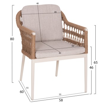 DINING CHAIR BOXER FK6556.02 ALUMINUM & OLEFIN IN BEIGE--TWIST WICKER 58x60x80Hcm. DINING CHAIR BOXER FK6556.02 ALUMINUM & OLEFIN IN BEIGE--TWIST WICKER 58x60x80Hcm.