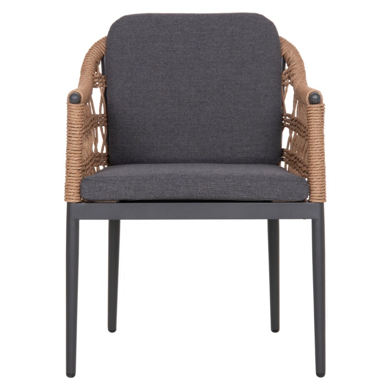 DINING CHAIR BOXER FK6556.01 ALUMINUM & OLEFIN IN GREY--TWIST WICKER 58x60x80Hcm. DINING CHAIR BOXER FK6556.01 ALUMINUM & OLEFIN IN GREY--TWIST WICKER 58x60x80Hcm.