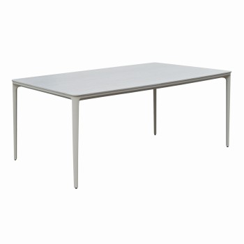 DINING TABLE STAD FK6557.02 BEIGE ALUMINUM FRAME--WHITE SINTERED STONE 180x90x74Hcm.