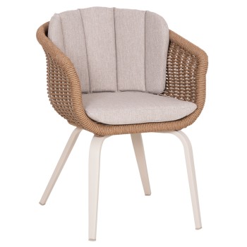 DINING CHAIR VICTUS FK6559.02 ALUMINUM & OLEFIN IN BEIGE--TWIST WICKER 60x62x76Hcm.