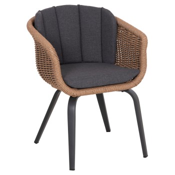 DINING CHAIR VICTUS FK6559.01 ALUMINUM & OLEFIN IN GREY--TWIST WICKER 60x62x76Hcm.