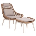LOUNGE CHAIR WITH FOOTREST REMVAZZO FK6561.02 ALUMINUM IN BEIGE--WICKER 90x85x96Hcm. LOUNGE CHAIR WITH FOOTREST REMVAZZO FK6561.02 ALUMINUM IN BEIGE--WICKER 90x85x96Hcm.