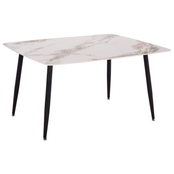 DINING TABLE RAVEN FK18149.04 CERAMIC TOP IN WHITE/BROWN MARBLE LOOK 140x80x74Hcm.
