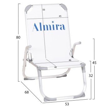 RAISED BEACH CHAIR HEAVY DUTY ALUMINUM ALMIRA FK6431.03 WHITE TEXTILENE 53x68x80Hcm RAISED BEACH CHAIR HEAVY DUTY ALUMINUM ALMIRA FK6431.03 WHITE TEXTILENE 53x68x80Hcm