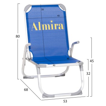 RAISED BEACH CHAIR HEAVY DUTY ALUMINUM ALMIRA FK6431.01 BLUE TEXTILENE 53x68x80Hcm RAISED BEACH CHAIR HEAVY DUTY ALUMINUM ALMIRA FK6431.01 BLUE TEXTILENE 53x68x80Hcm