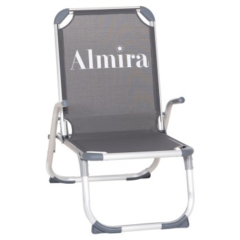 RAISED BEACH CHAIR HEAVY DUTY ALUMINUM ALMIRA FK6431.10 GREY TEXTILENE 53x68x80Hcm