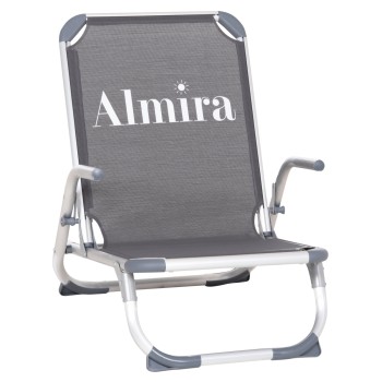 BEACH CHAIR HEAVY DUTY ALUMINUM ALMIRA FK5053.10 GREY TEXTILENE--HIGH BACKREST 55x71x66Hcm