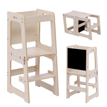 LEARNING TOWER WITH BLACKBOARD RICKI FK18345.01 PINE WOOD IN NATURAL 37x40x84Hcm