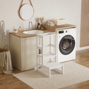 CHILDREN'S LEARNING TOWER t.MONTESSORI PEPE FK9291.03 PINE WOOD IN WHITE 55x53x90Hcm.