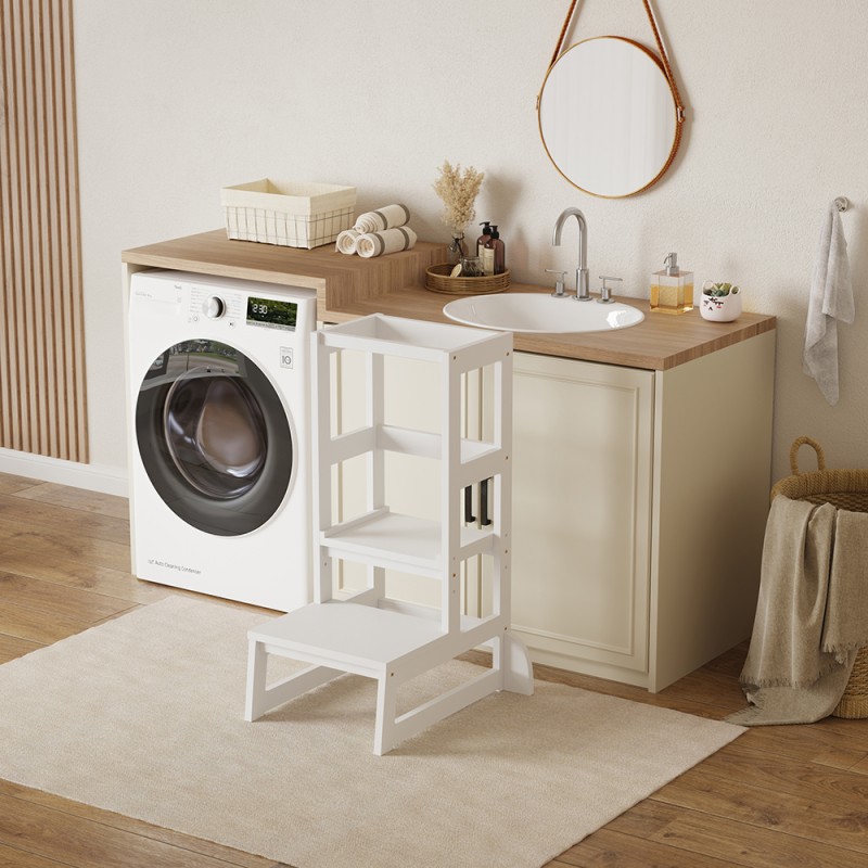 CHILDREN'S LEARNING TOWER t.MONTESSORI PEPE FK9291.03 PINE WOOD IN WHITE 55x53x90Hcm. CHILDREN'S LEARNING TOWER t.MONTESSORI PEPE FK9291.03 PINE WOOD IN WHITE 55x53x90Hcm.