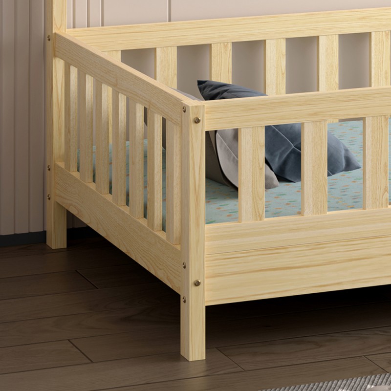 BED FOR KIDS HOUSER FK740.01 t.MONTESSORI SOLID PINE WOOD IN NATURAL WOOD--FOR 190x90cm. BED FOR KIDS HOUSER FK740.01 t.MONTESSORI SOLID PINE WOOD IN NATURAL WOOD--FOR 190x90cm.