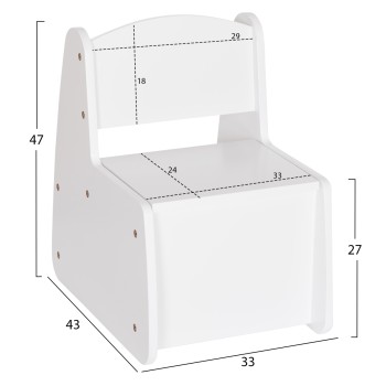 KID'S CHAIR WITH STORAGE SPACE RICKI FK18343.03 PLYWOOD/MDF IN WHITE 33x43x47Hcm KID'S CHAIR WITH STORAGE SPACE RICKI FK18343.03 PLYWOOD/MDF IN WHITE 33x43x47Hcm