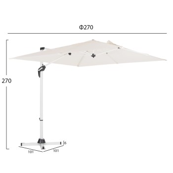 POOLSIDE UMBRELLA JAVANTE FK6623.02 WHITE ALUMINUM & SHADE 2.7x2.7x2.7Hcm. POOLSIDE UMBRELLA JAVANTE FK6623.02 WHITE ALUMINUM & SHADE 2.7x2.7x2.7Hcm.