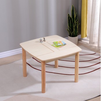 KIDS' TABLE WITH STORAGE SPACE RICKI FK18339.01 MDF & BIRCH WOOD IN NATURAL 65x65x47Hcm. KIDS' TABLE WITH STORAGE SPACE RICKI FK18339.01 MDF & BIRCH WOOD IN NATURAL 65x65x47Hcm.