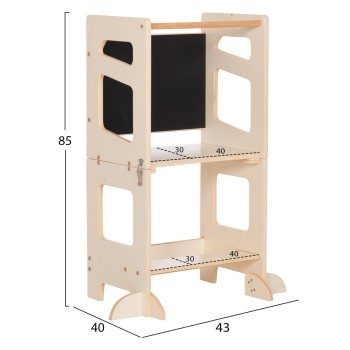 LEARNING TOWER WITH BLACKBOARD RICKI FK18344.01 PINE WOOD IN NATURAL 43x32x84Hcm LEARNING TOWER WITH BLACKBOARD RICKI FK18344.01 PINE WOOD IN NATURAL 43x32x84Hcm