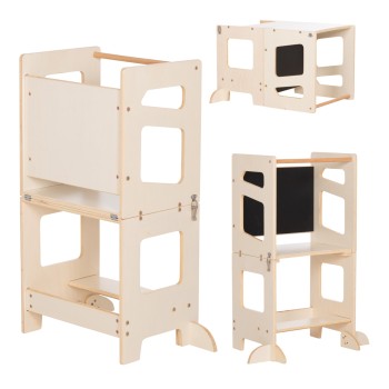 LEARNING TOWER WITH BLACKBOARD RICKI FK18344.01 PINE WOOD IN NATURAL 43x32x84Hcm