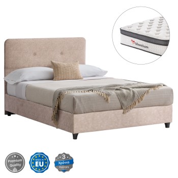 SEMI-DOUBLE BED WITH MATTRESS DOLORES FK10746.03 t.NUBUCK FABRIC IN BEIGE--FOR 120x200cm.