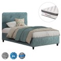 SEMI-DOUBLE BED WITH MATTRESS DOLORES FK10746.04 t.NUBUCK FABRIC IN LIGHT GREEN--FOR 120x200cm. SEMI-DOUBLE BED WITH MATTRESS DOLORES FK10746.04 t.NUBUCK FABRIC IN LIGHT GREEN--FOR 120x200cm.
