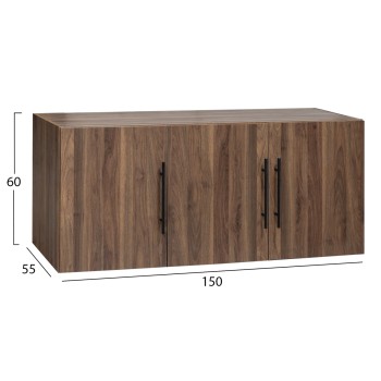 WARDROBE 3-LEAF LOFT CARYS FK747.11 MELAMINE IN WALNUT 150x55x60Hcm. WARDROBE 3-LEAF LOFT CARYS FK747.11 MELAMINE IN WALNUT 150x55x60Hcm.