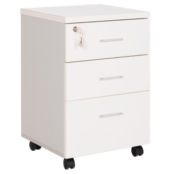 OFFICE DRAWERS WITH KEY LOCK VANCE FK2159 WHITE MELAMINE--WHEELS 39x40x60Hcm.