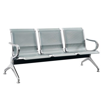BENCH 3-SEATER AIRPORT-TYPE AVIATOR FK18399 METALLIC IN SILVER/GREY COLOR 172x55x76Hcm.