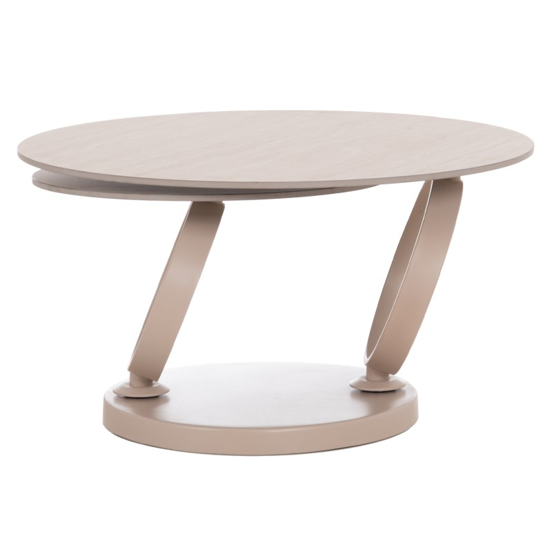 COFFEE TABLE DOUBLE NUBISA FK18364.02 METAL IN BEIGE--SINTERED STONE IN TRAVERTINE COLOR Φ80Χ43.5Hcm. COFFEE TABLE DOUBLE NUBISA FK18364.02 METAL IN BEIGE--SINTERED STONE IN TRAVERTINE COLOR Φ80Χ43.5Hcm.