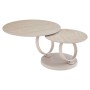 COFFEE TABLE DOUBLE NUBISA FK18364.02 METAL IN BEIGE--SINTERED STONE IN TRAVERTINE COLOR Φ80Χ43.5Hcm.