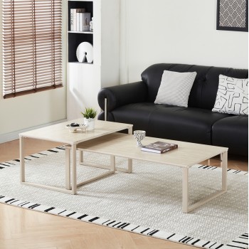 COFFEE TABLES 2PCS TERREN FK18365.02 METAL BEIGE--SINTERED STONE IN TRAVERTINE STONE SCHEME 120x70x45H COFFEE TABLES 2PCS TERREN FK18365.02 METAL BEIGE--SINTERED STONE IN TRAVERTINE STONE SCHEME 120x70x45H