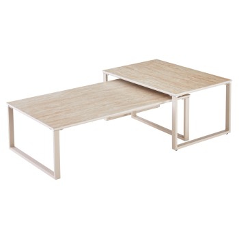 COFFEE TABLES 2PCS TERREN FK18365.02 METAL BEIGE--SINTERED STONE IN TRAVERTINE STONE SCHEME 120x70x45H