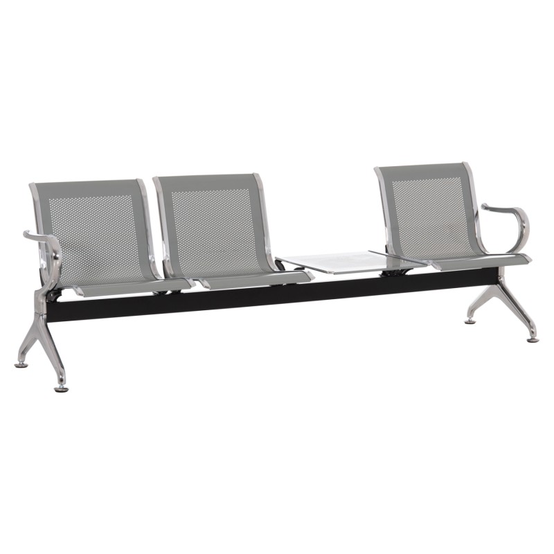 BENCH 3-SEATER+TABLE AIRPORT-TYPE AVIATOR FK18403 METALLIC MESH IN SILVER/GREY COLOR 223x55x76Hcm. BENCH 3-SEATER+TABLE AIRPORT-TYPE AVIATOR FK18403 METALLIC MESH IN SILVER/GREY COLOR 223x55x76Hcm.