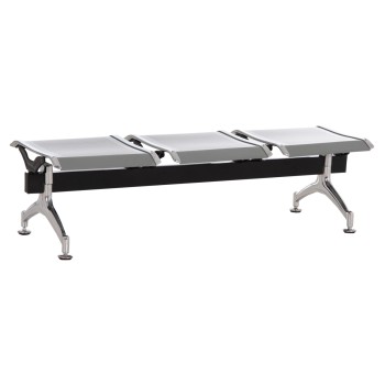 BENCH 3-SEATER AIRPORT-TYPE AVIATOR FK18404 METALLIC MESH IN SILVER/GREY COLOR 148x50x40Hcm.