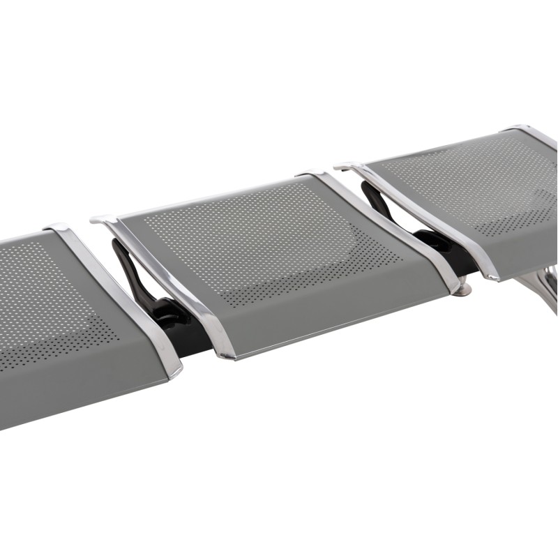 BENCH 3-SEATER AIRPORT-TYPE AVIATOR FK18404 METALLIC MESH IN SILVER/GREY COLOR 148x50x40Hcm. BENCH 3-SEATER AIRPORT-TYPE AVIATOR FK18404 METALLIC MESH IN SILVER/GREY COLOR 148x50x40Hcm.