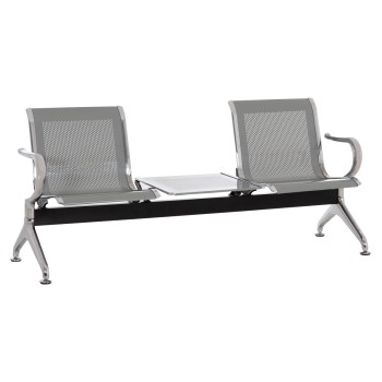 BENCH 2-SEATER+TABLE AIRPORT-TYPE AVIATOR FK18402 METALLIC MESH IN SILVER/GREY COLOR 170x55x76Hcm.