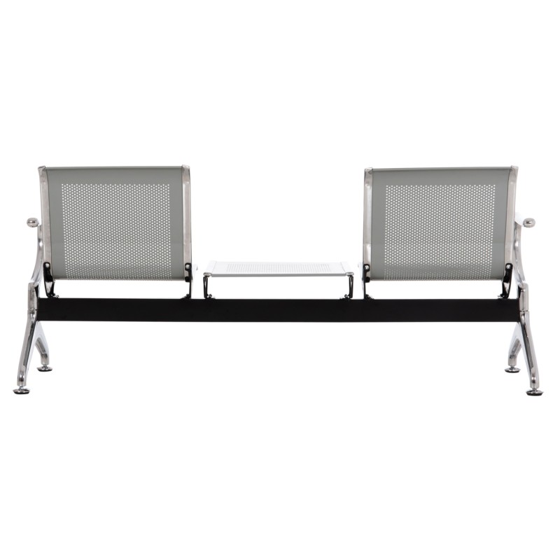 BENCH 2-SEATER+TABLE AIRPORT-TYPE AVIATOR FK18402 METALLIC MESH IN SILVER/GREY COLOR 170x55x76Hcm. BENCH 2-SEATER+TABLE AIRPORT-TYPE AVIATOR FK18402 METALLIC MESH IN SILVER/GREY COLOR 170x55x76Hcm.