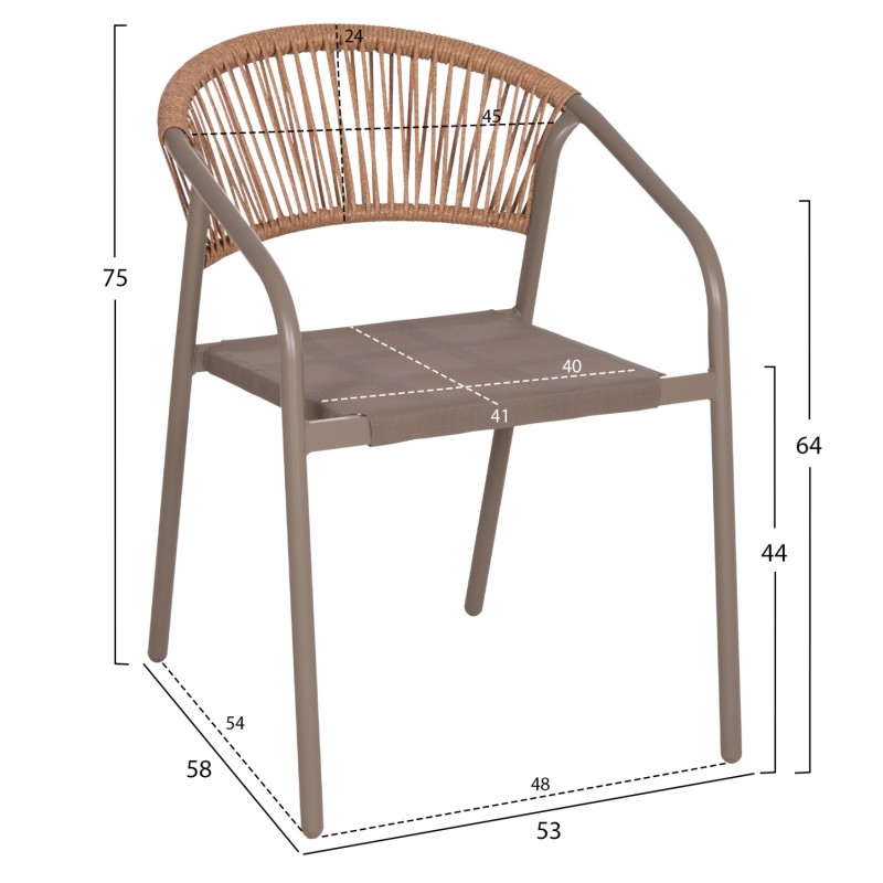 OUTDOOR DINING SET 5PCS ADAM FK10727.04 METAL CHAIRS & TABLE 110x60cm CHAMPAGNE