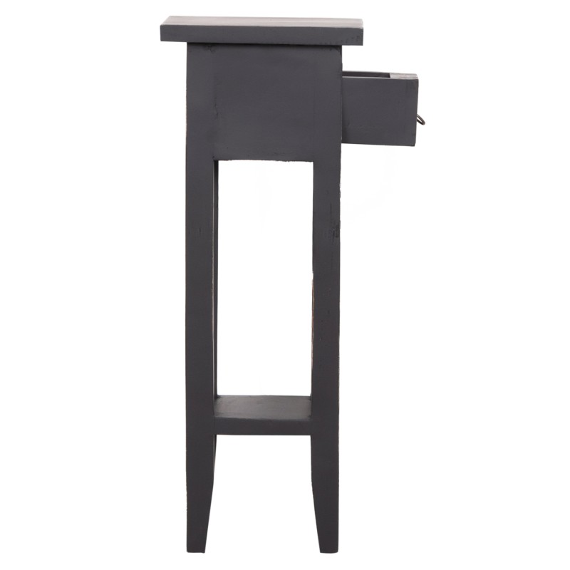 SIDE TABLE RAMU FK9484.02 MAHOGANY WOOD WITH A DRAWER IN BLACK 25x25x66,5Hcm.