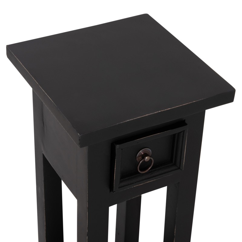 SIDE TABLE RAMU FK9484.02 MAHOGANY WOOD WITH A DRAWER IN BLACK 25x25x66,5Hcm.