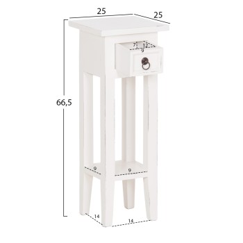 SIDE TABLE RAMU FK9484.03 MAHOGANY WOOD WITH A DRAWER IN WHITE 25x25x66.5Hcm. SIDE TABLE RAMU FK9484.03 MAHOGANY WOOD WITH A DRAWER IN WHITE 25x25x66.5Hcm.