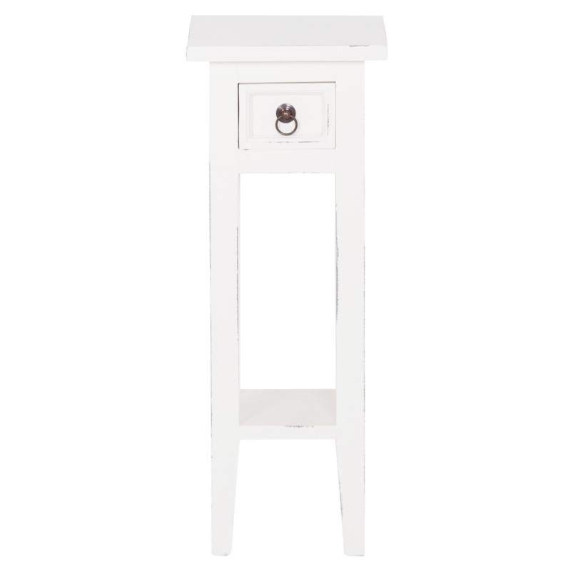 SIDE TABLE RAMU FK9484.03 MAHOGANY WOOD WITH A DRAWER IN WHITE 25x25x66.5Hcm.