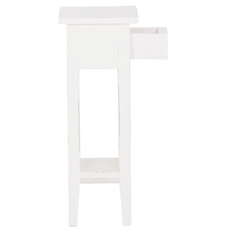 SIDE TABLE RAMU FK9484.03 MAHOGANY WOOD WITH A DRAWER IN WHITE 25x25x66.5Hcm.